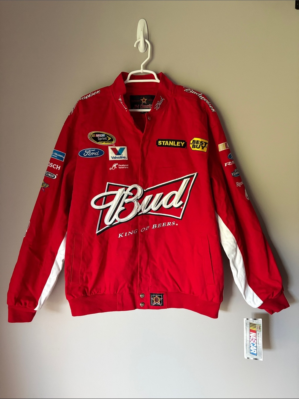 JH Design Budweiser Vintage Y2K Heavy NASCAR Racing Jacket